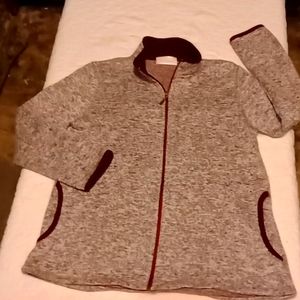 Stan Herman Med. 100% Polyester Red  And Gray Zip Up Coat New With No Tags